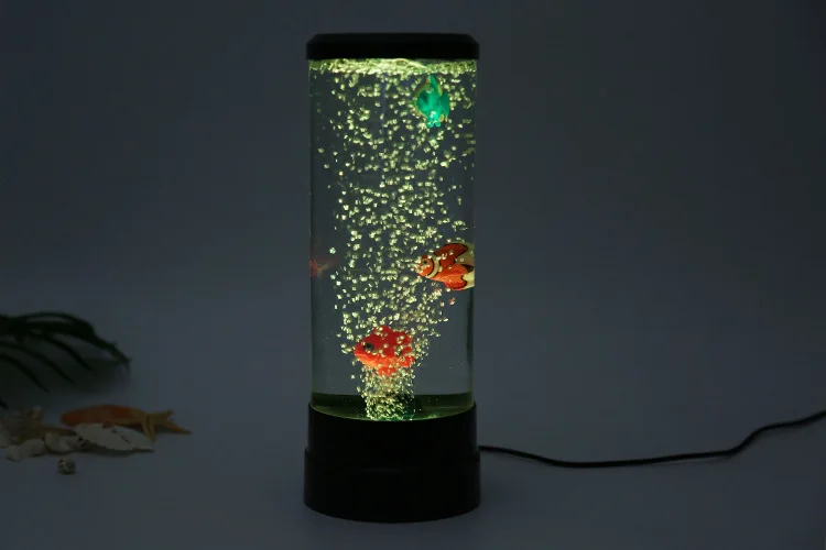 Colorful LED Bubble Fish Tank Night Light, 7-Color Changing Simulated Aquarium Atmosphere Lamp for Home Bedroom Desk Decoration