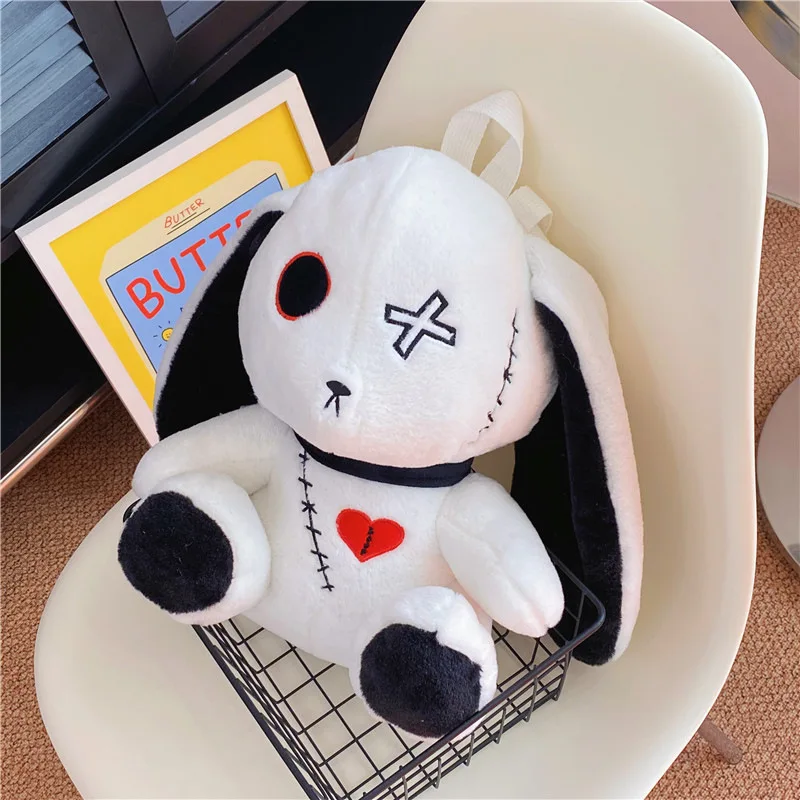 Kawaii Plush Rabbit Small Backpack Cute Gothic Stuffed Animal Purse Plushie Bag Nightmare Before Christmas Aesthetic Bunny Doll