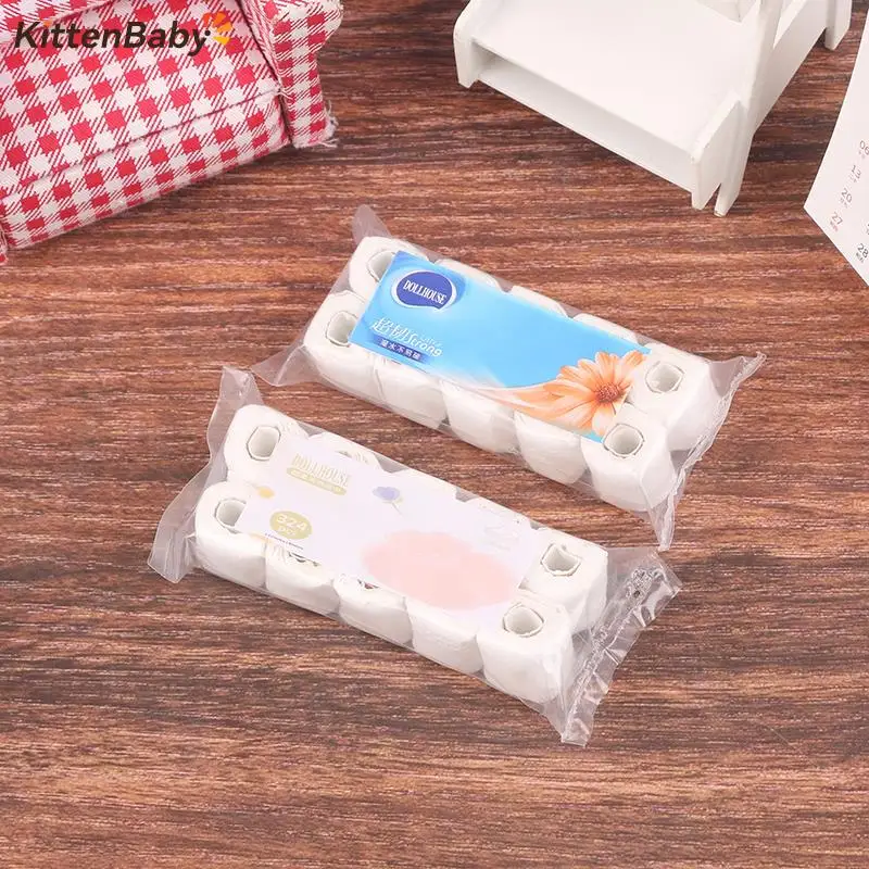 Rollo de toalla de papel en miniatura para casa de muñecas, modelo de rollo de tejido para decoración del hogar, juguete, accesorios para niños,