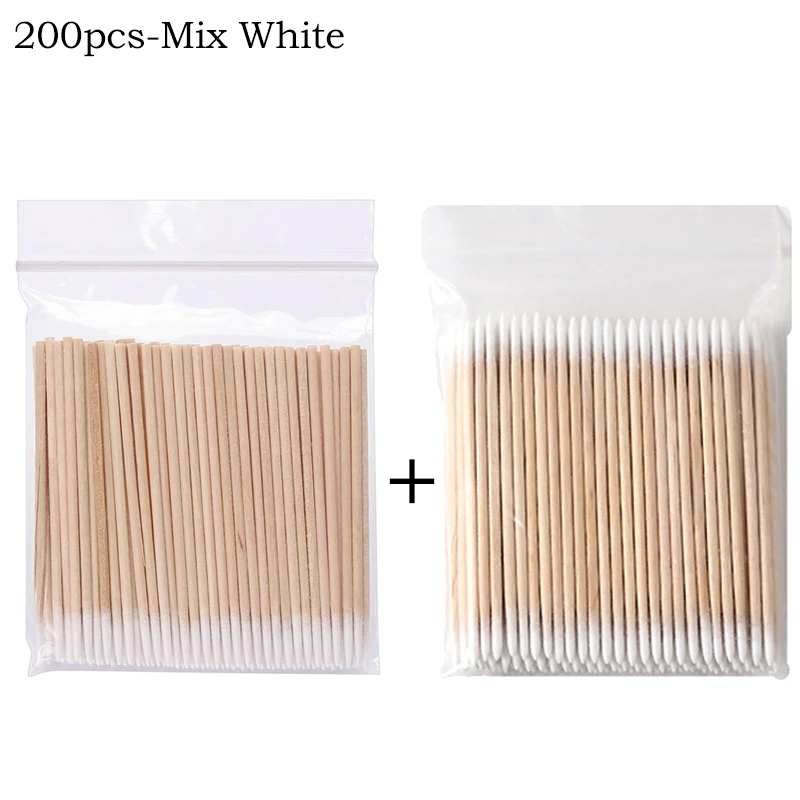 100/300/500 Stuks Wegwerp Hout Wattenstaafje Dubbele Hoofd Lippenstift Oor Wattenstaafjes Wimper Schoonmaken Wattenstaafjes manicure Schoonheid Levert