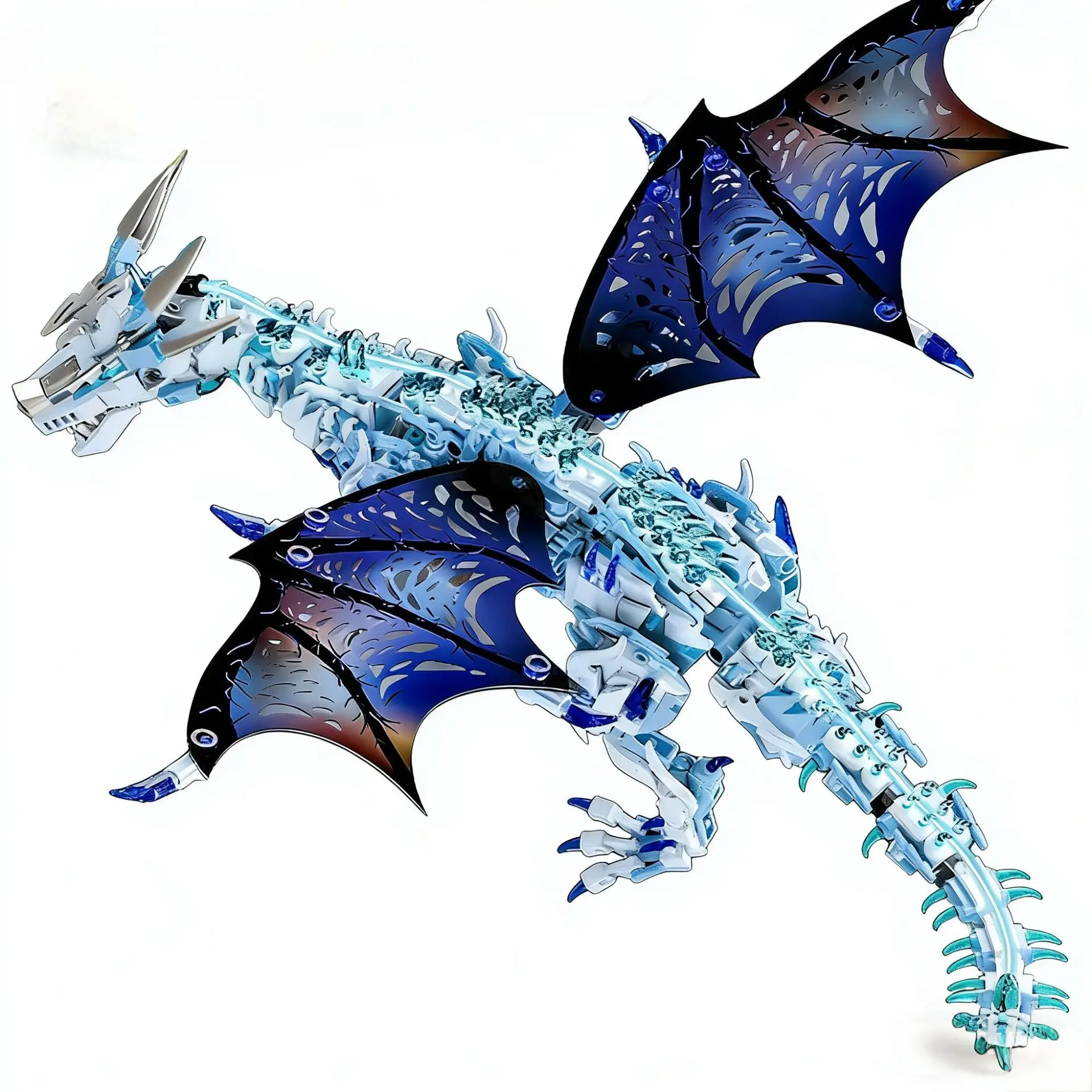 

1646Pcs Hand-Crank Ice Dragon MOC Building Blocks, LED Light Eyes & Movable Joints Collectible Toy
