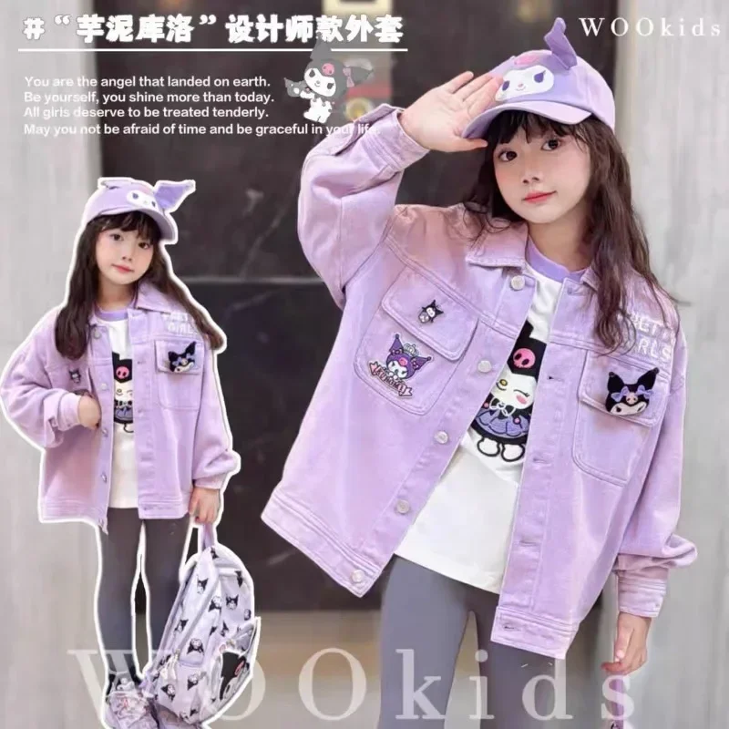 

Sweet Anime Long Sleeve Coat Anime Sanrio Spring Autumn Cute Cartoon Kawaii Kuromi Baby Casual Fashion Jacket Clothing Gifts