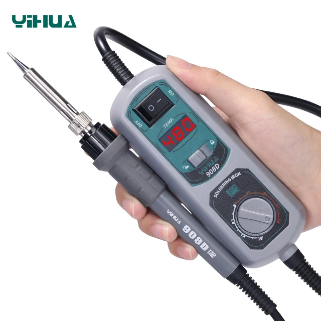 

YIHUA 908D Adjustable thermostat Electric soldering iron set Welding repair tools kit set tweezers solder Iron tip