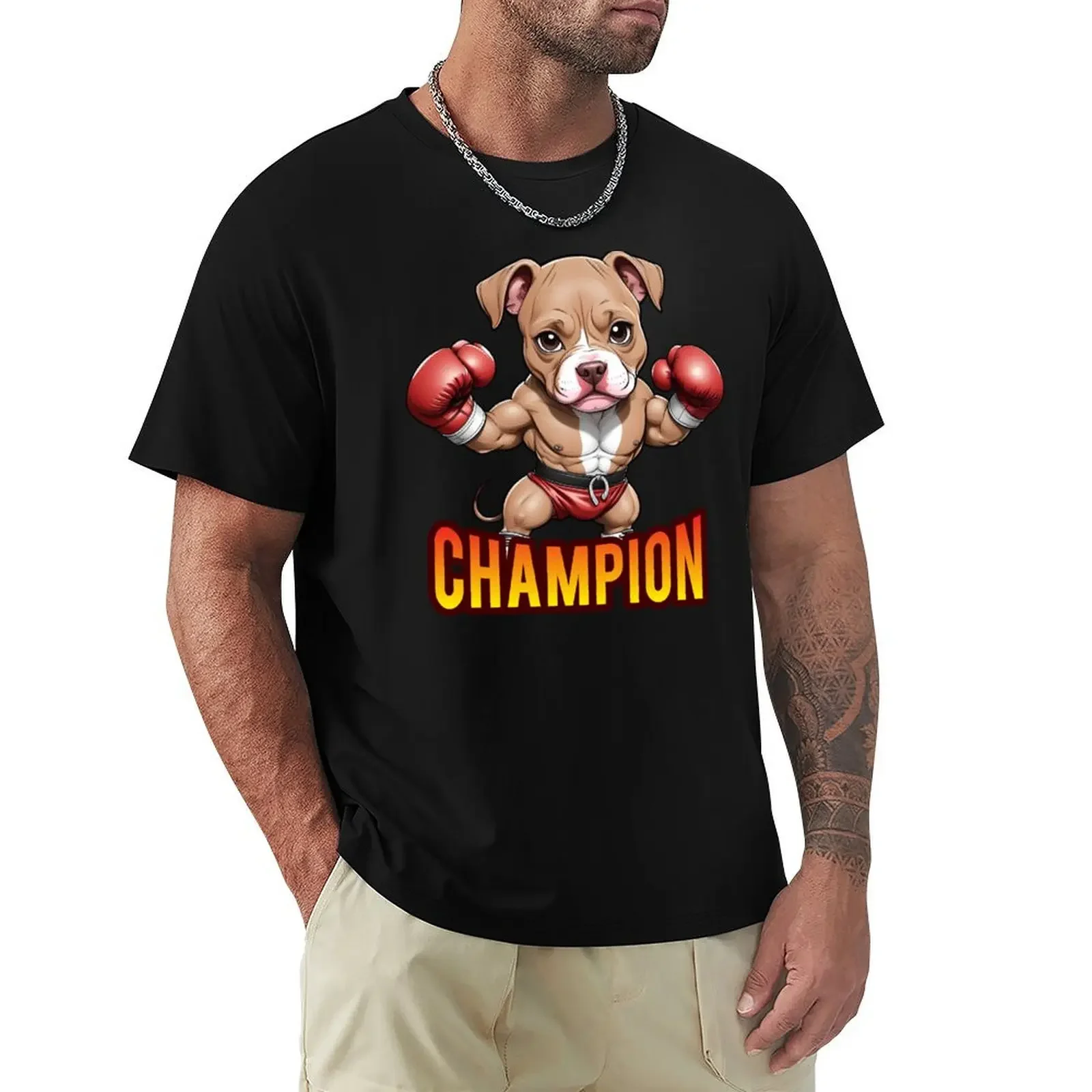 Pitbull Champion Boxing Graphic Costume T Shirt T-Shirt shirts graphic tee sweat anime kawaii clothes luxury clothes men