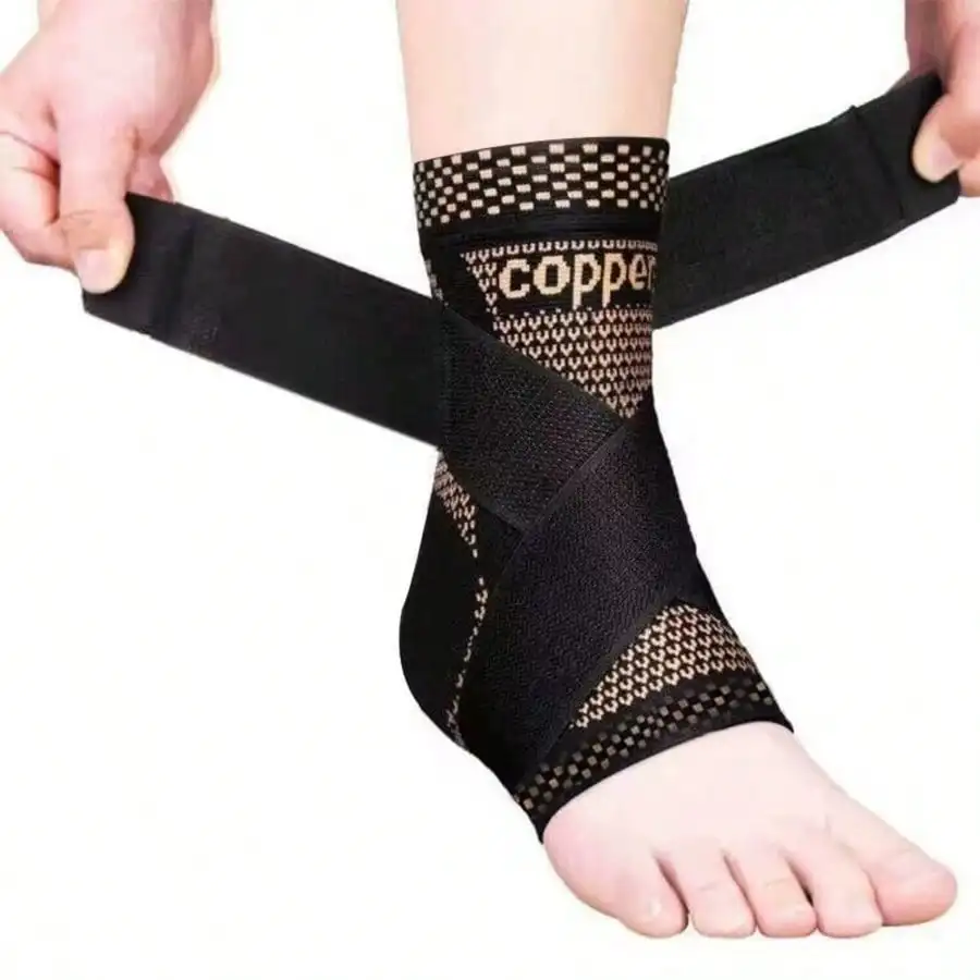 

2pcs Ankle Brace - Adjustable Compression, Heel Support For Sports & Workout, Nylon, Pull-On Closure