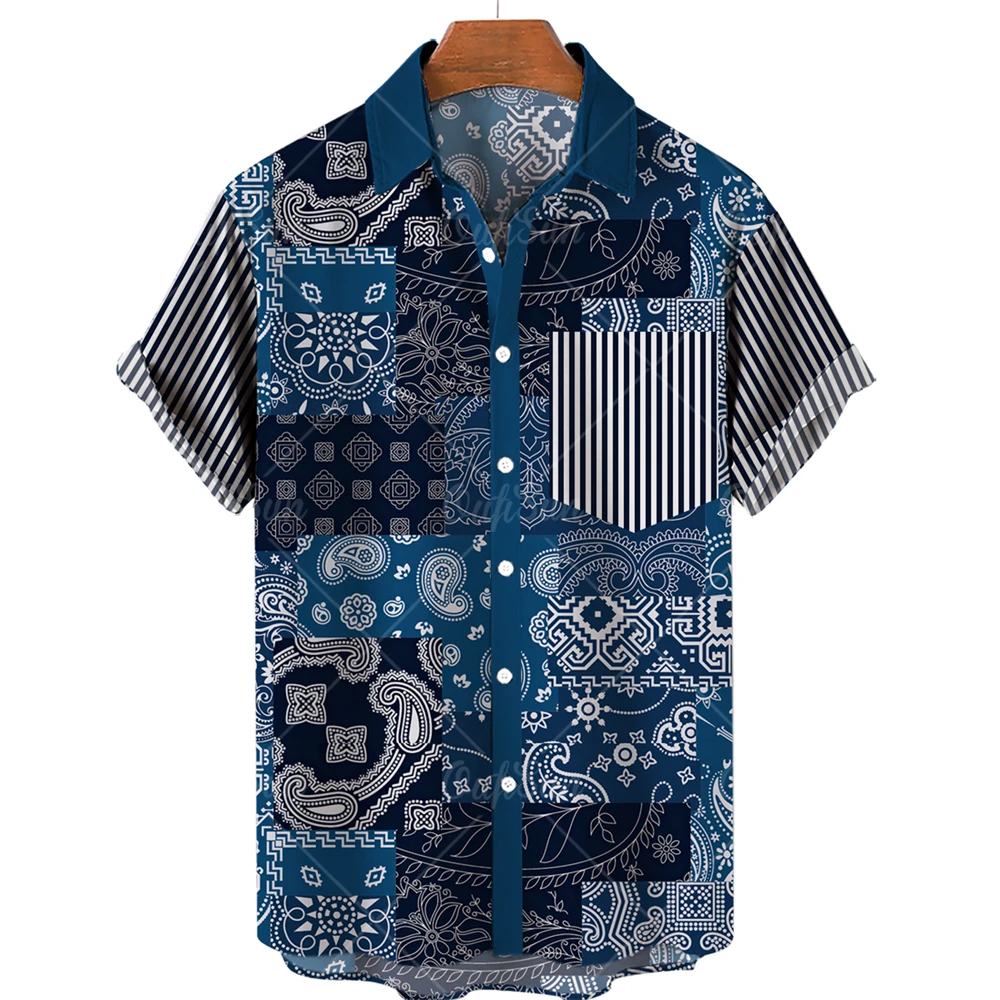 

Vintage Print Tops Oversized Shirts for Men Hawaiian T-shirt Button Thin Lapel Summer 2022 New Quick Dry Loose Male Shirt 5xl