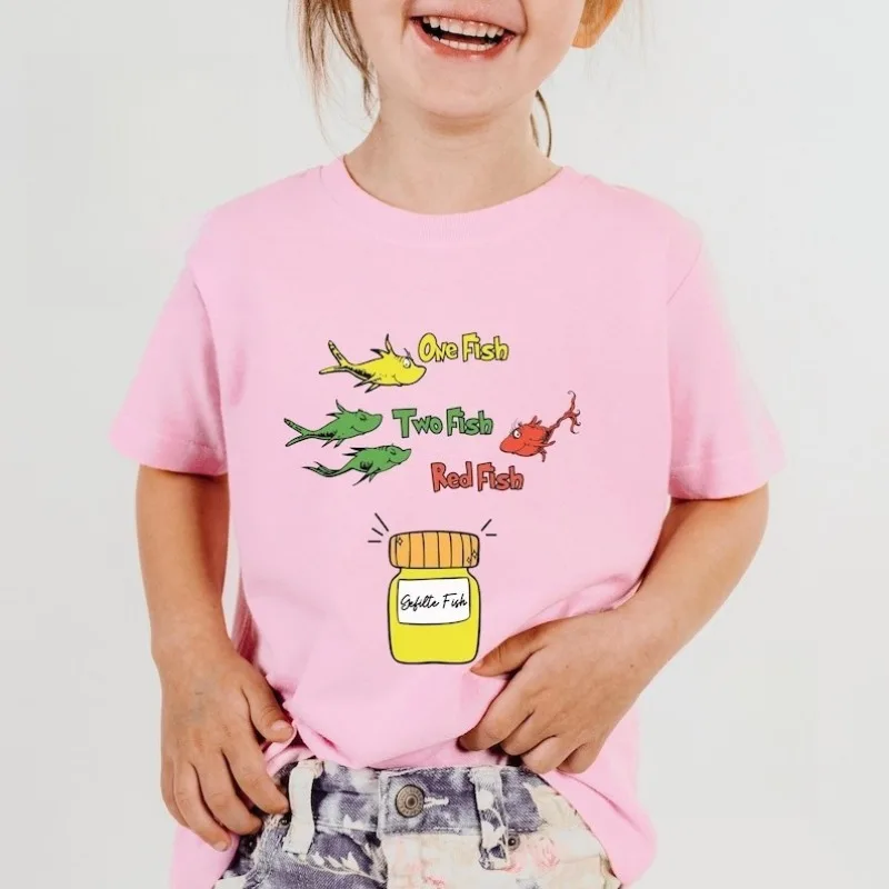 Passover Shirt Gefilte Fish Tee Three FishT-Shirt Jewish Party Shirt for Kids Shabbat Bodysuit Funny Pesach Cotton Short Sleeve