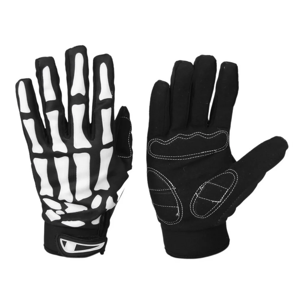 

Cool Full Finger Cycling Gloves L Size Black White Durable Polyester Silicone Rubber Warm Lining Wrist Closure Anti