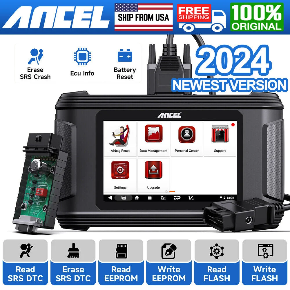 Ancel AR500 Car OBD2 Scanner SRS Clear Airbag Module Repair Read EEPROM Tool Kit Module Reset Tool Battery Repair Tool