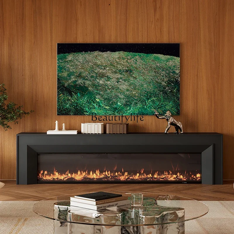 

ld14 Vintage Style Fireplace TV Cabinet French Retro Decorative Cabinet Simulated Fire Heating Fireplace