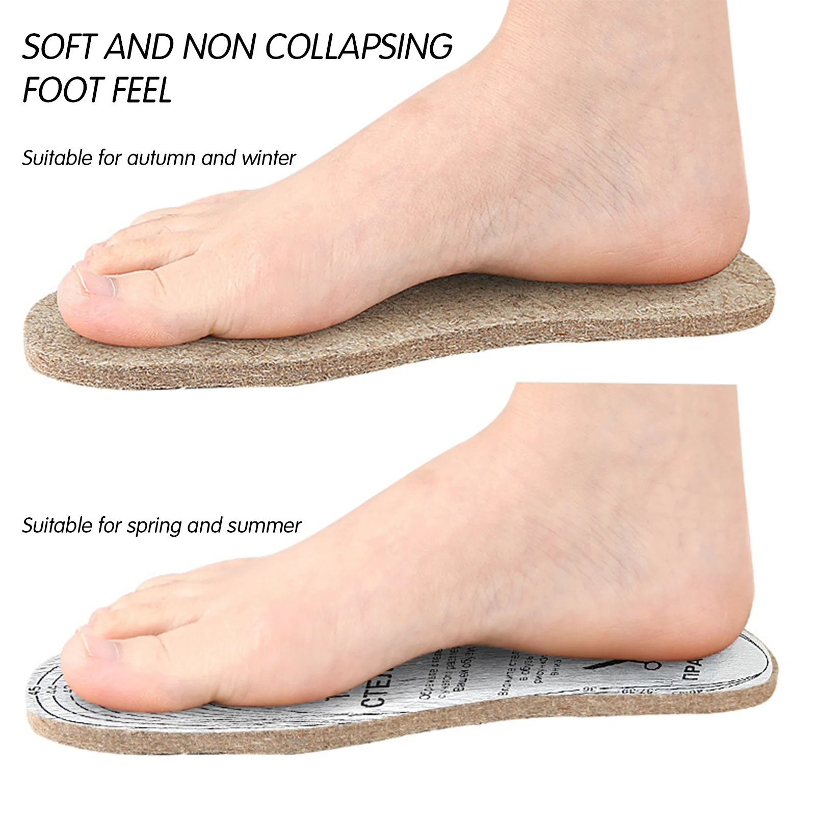 Insoles Cutteable Woolen Felt Insoles Croppable Breathable Skin-friendly Shoes Pads For Men And Women Snow Boots Sport Shoes