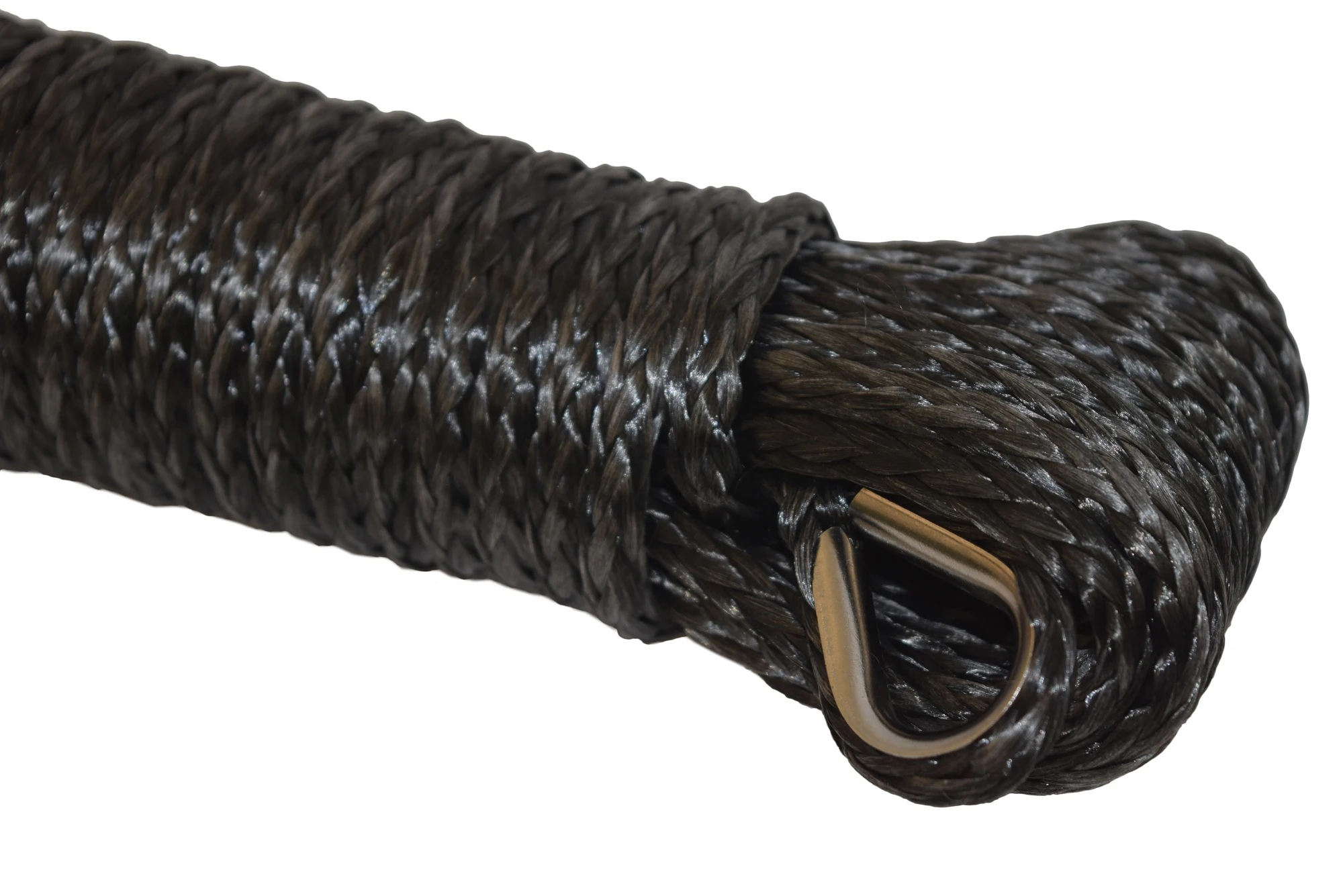 Black 6mm*15m Synthetic Winch Cable Rope,1/4\