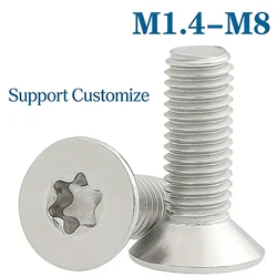 5-50pcs M1.4 M1.6 M2 M2.5-M8 GB2673 304 A2-70 Stainless Steel Six Lobe Torx Flat Countersunk Head Screw Bolt Support Customize