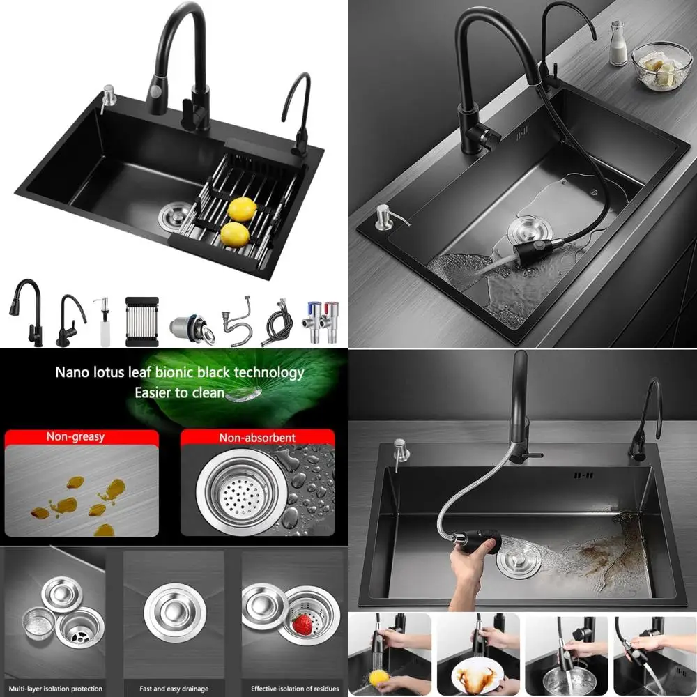 حوض مطبخ بوعاء واحد من الفولاذ المقاوم للصدأ مع ملحقات منزلقة، حوض محطة عمل منسدل/علوي، حوض على طراز المزرعة لـ #1