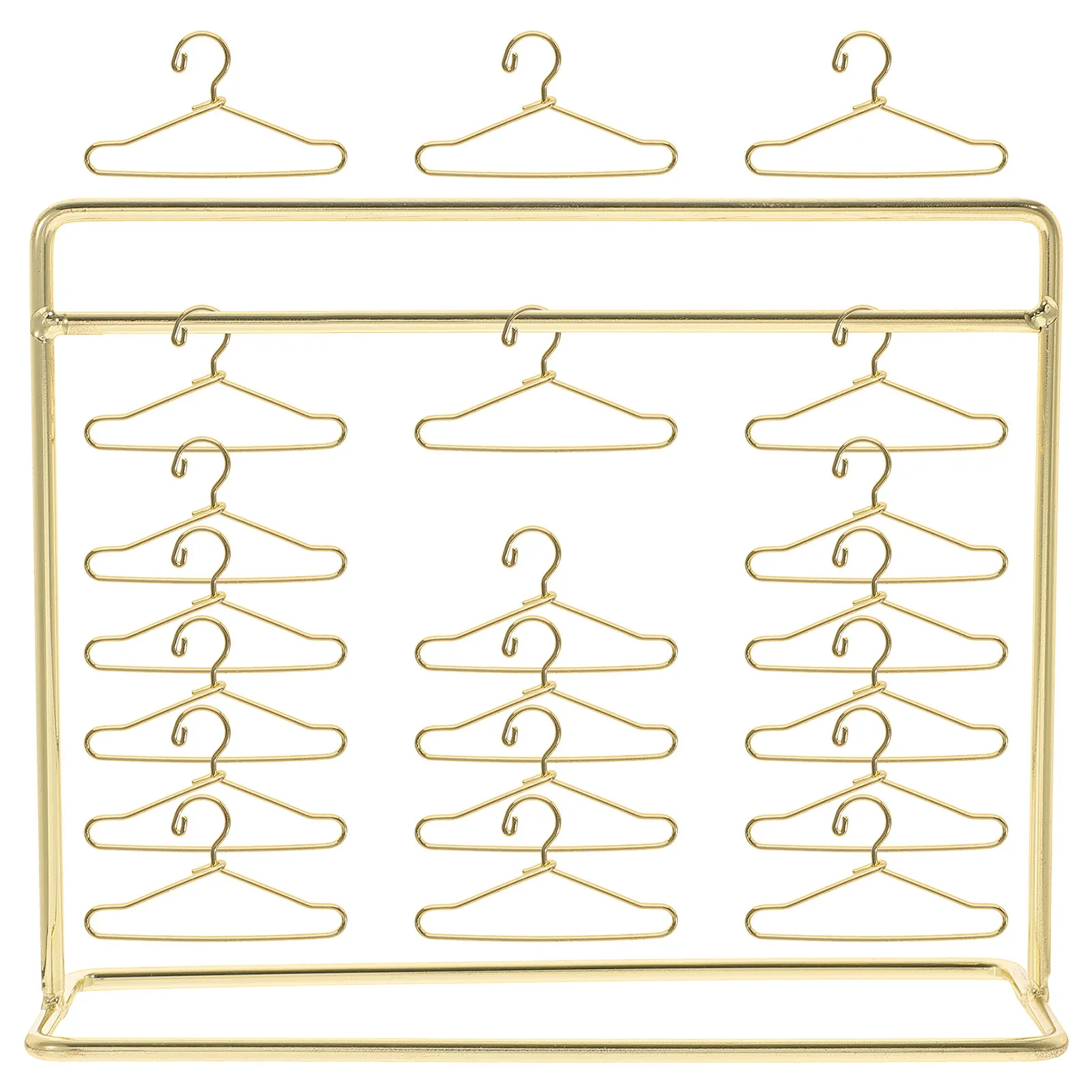 

1Set Miniature Clothes Hanger Rack Stable Iron Material Smooth Surface Garment Rack Set for Baby Clothes Storage Small Hangers