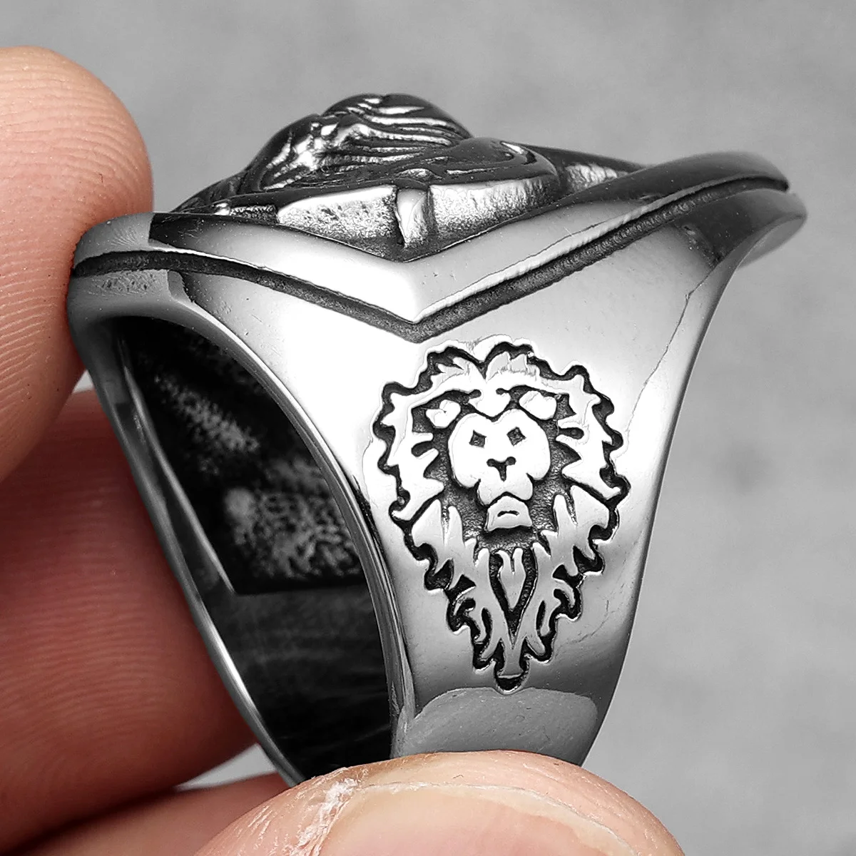 Lion King Shield Animal Men Rings Stainless Steel Women Jewelry Punk Rock Unique Cool Stuff Fashion Accessories Gift Wholesale