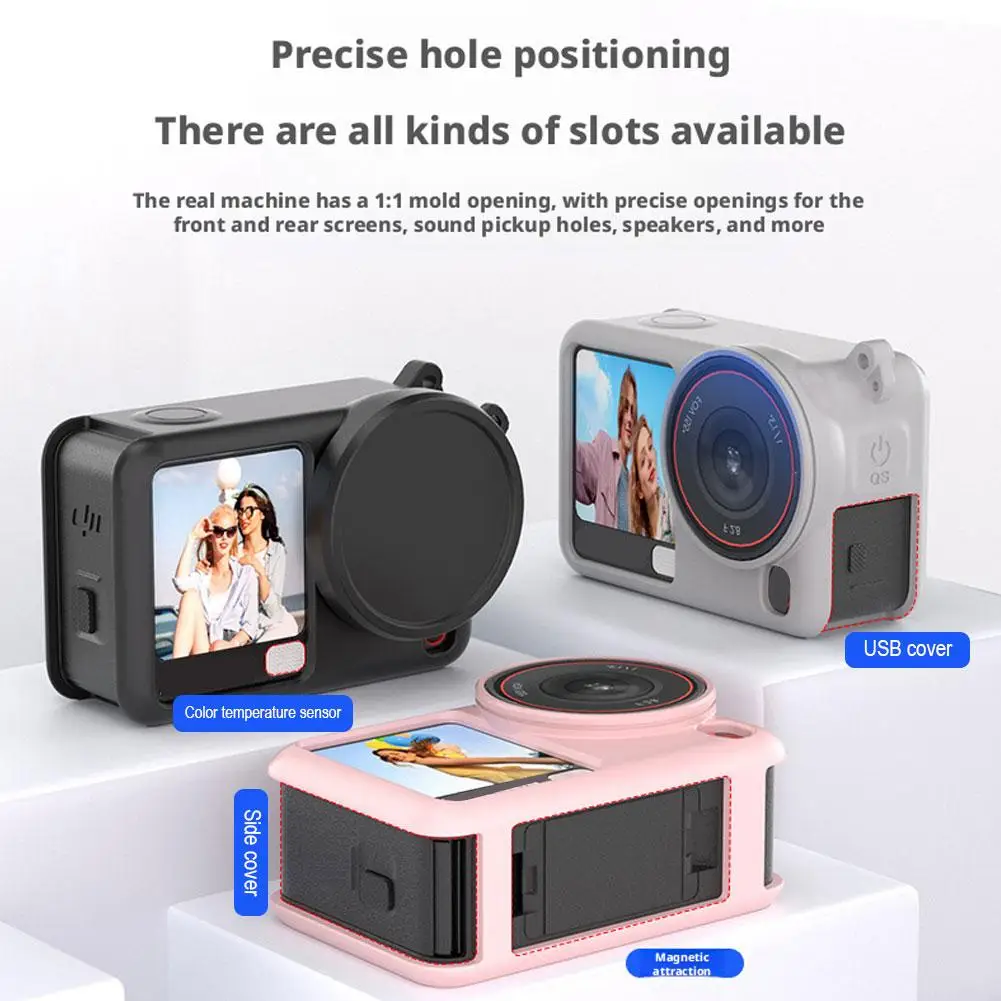 Silicone Case for DJI Osmo Action 6 Soft Non-Slip Anti-Scratch Protective Case Shock-Absorbent Anti-Drop Washable with Lens Cap