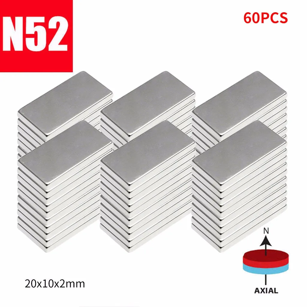 N52 20x10x2mm Neodymium Block Magnet Rare Earth Magnets 10/20/30/60PCS