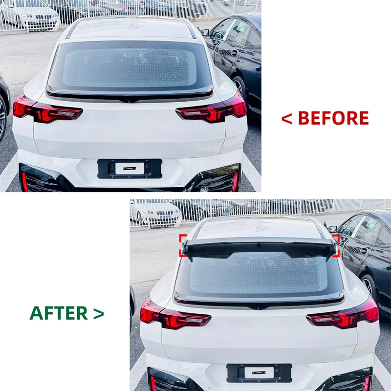 For BMW X2 U10 2023 + Glossy Black Rear Wing roof Trunk top Spoiler Lip Spoilers HIGH KICK DUCKBILL Tail Tailgate Splitter Lip