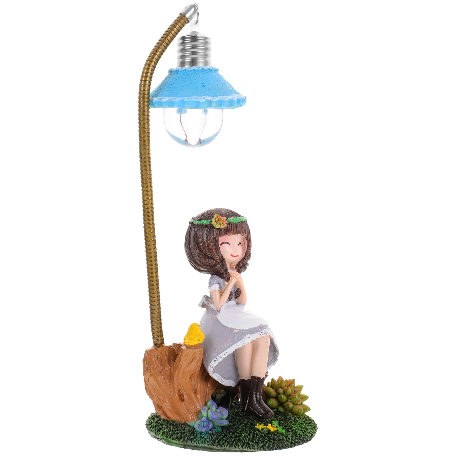 

Creative Cartoon Night Light Mini Resin Lamp for Girls Green Color Unique Decorative Lights Wireless Bedside Table Lamp