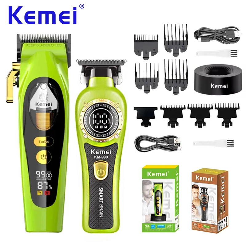 Kemei Hair Clippers Barber Professional Cordless Hair Trimmer Men USB Charging  Electric Hair Cutting Machine KM-2035 KM-999 Kit