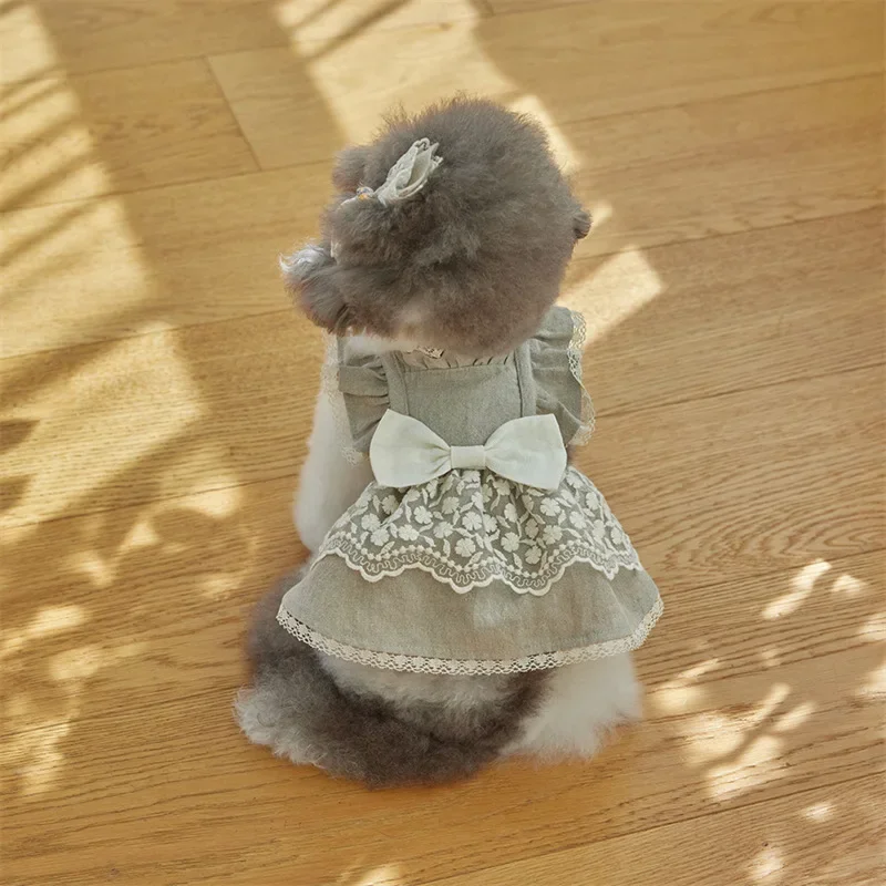 

Pet Summer Fashion Clothes Lace Vest Cat Marzis Small Dog Dress Puppy Clothes Dog Clothes for Small Dogs Flying Sleeve Dress
