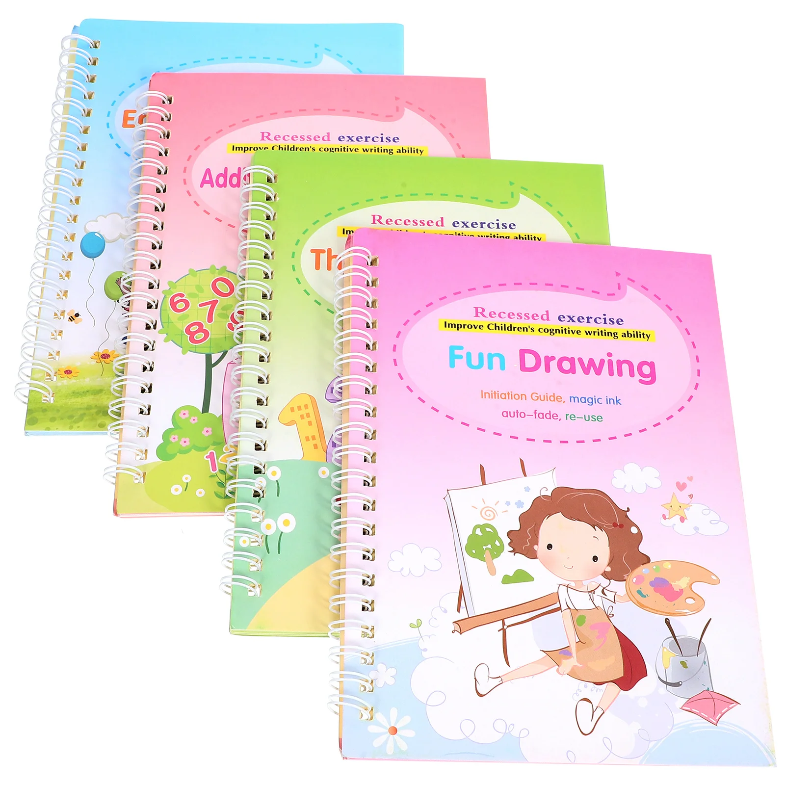 1 set 1 Set Of Practice Copybooks Calligraphy Training Book Grooved Handwriting Practice For Kids English Alphabet Math Drawing