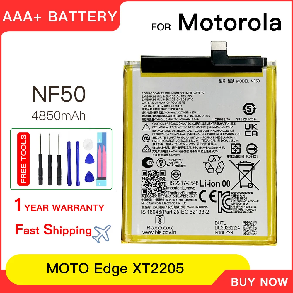 

100% genuine Battery NF50 5000mAh Battery For Motorola Moto Edge 2020 XT2205 Replacement Batteries Batteria