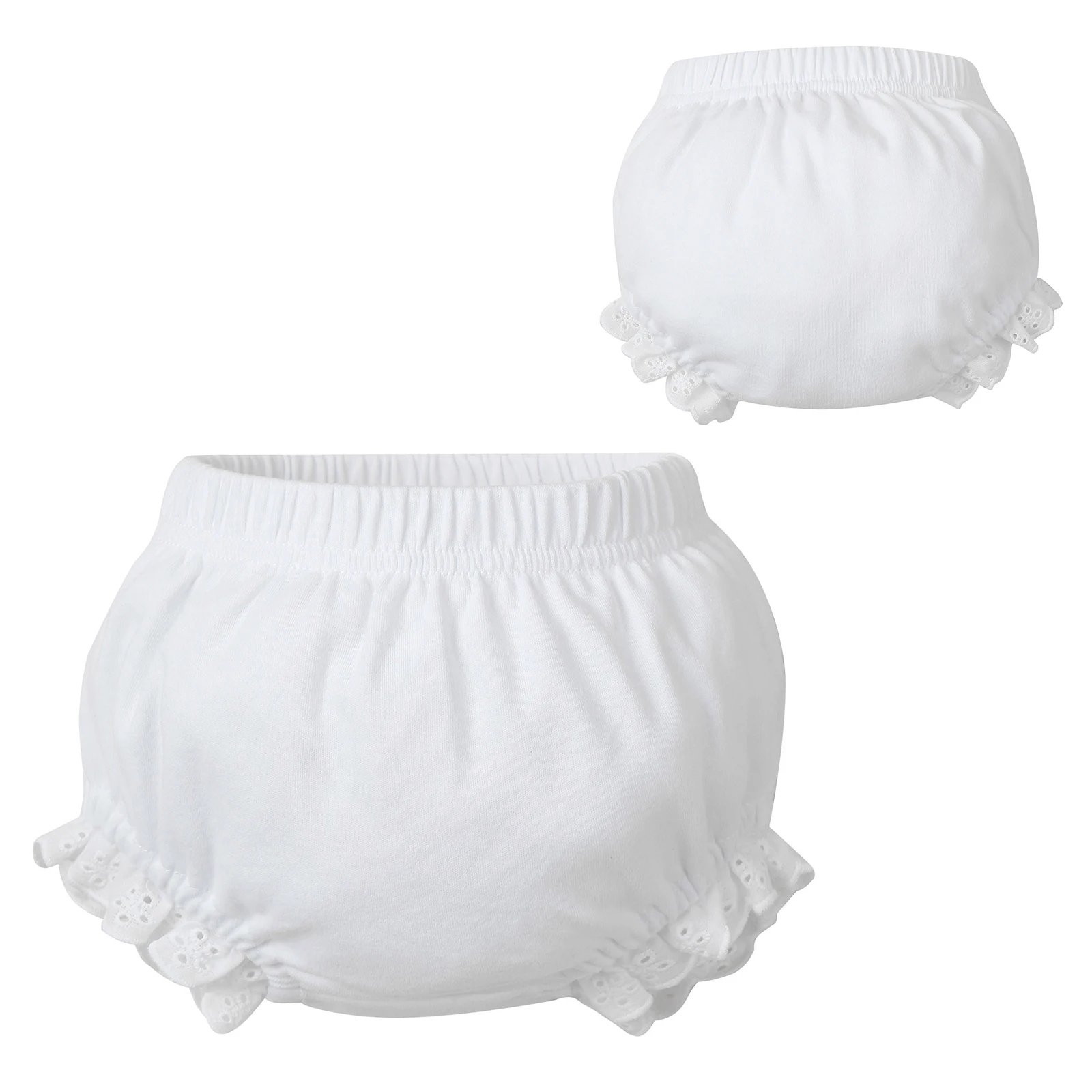 

Newborn Baby Unisex Cotton Bloomers Briefs Solid Color Ruffled Lace Casual Bloomers Toddler Elastic Waistband Bread Shorts Pants