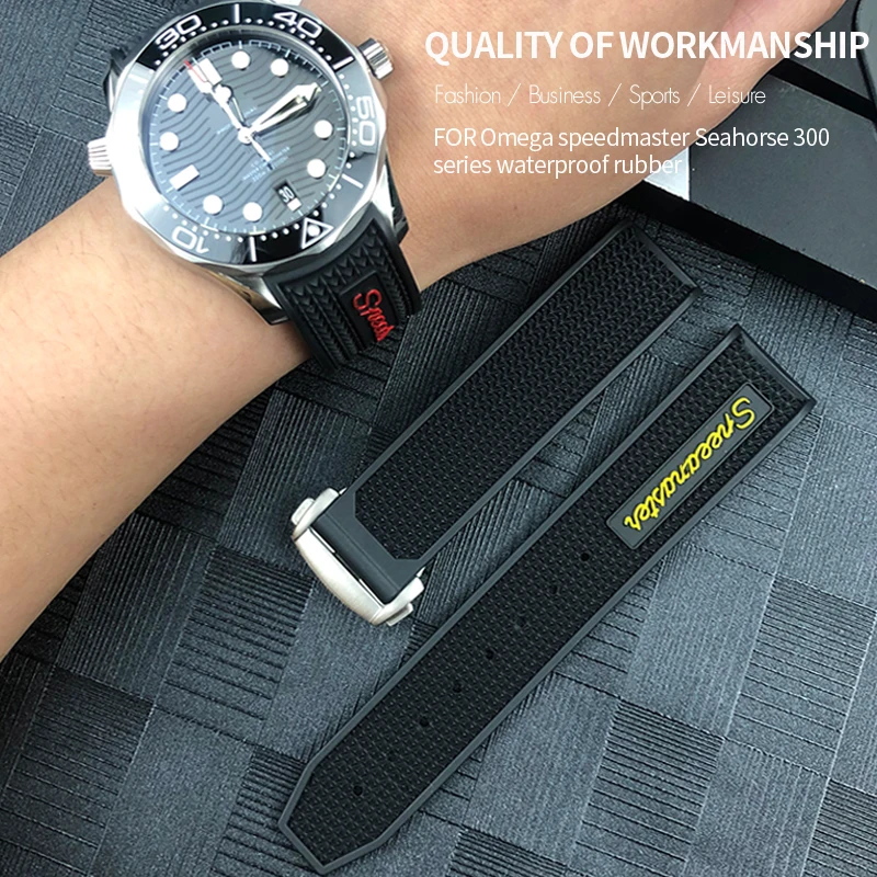 

Natural Rubber 20mm 19mm 21mm 22mm 18mm Watchband for Omega Speedmaster Seamaster 300 Soft Silicone Moonwatch S Watch Strap Men