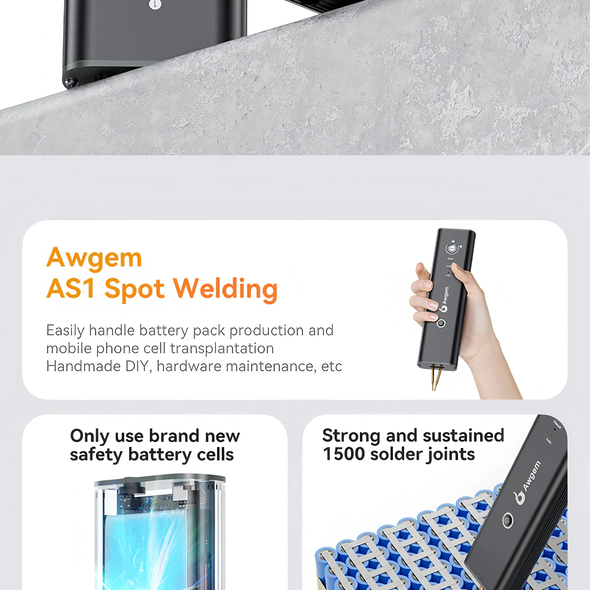 Awgem Tragbares Punktschweißgerät, DIY-Handpunktschweißgerät, 99 Gänge, verstellbares Punktschweißen für 18650-Lithium-Batterie – Detail 35