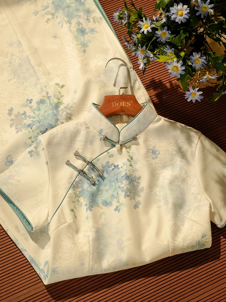 

Ele Thin for Young Women Beautiful Daily Wear Simple And Sli ort Sve Mid-Length Floral Pattern