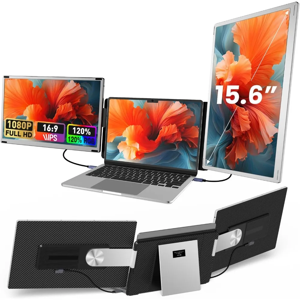 

Удлинитель экрана ноутбука, удлинитель монитора ноутбука 1080P FHD с 120% sRGB, 235 ° Съемный двойной монитор вращения