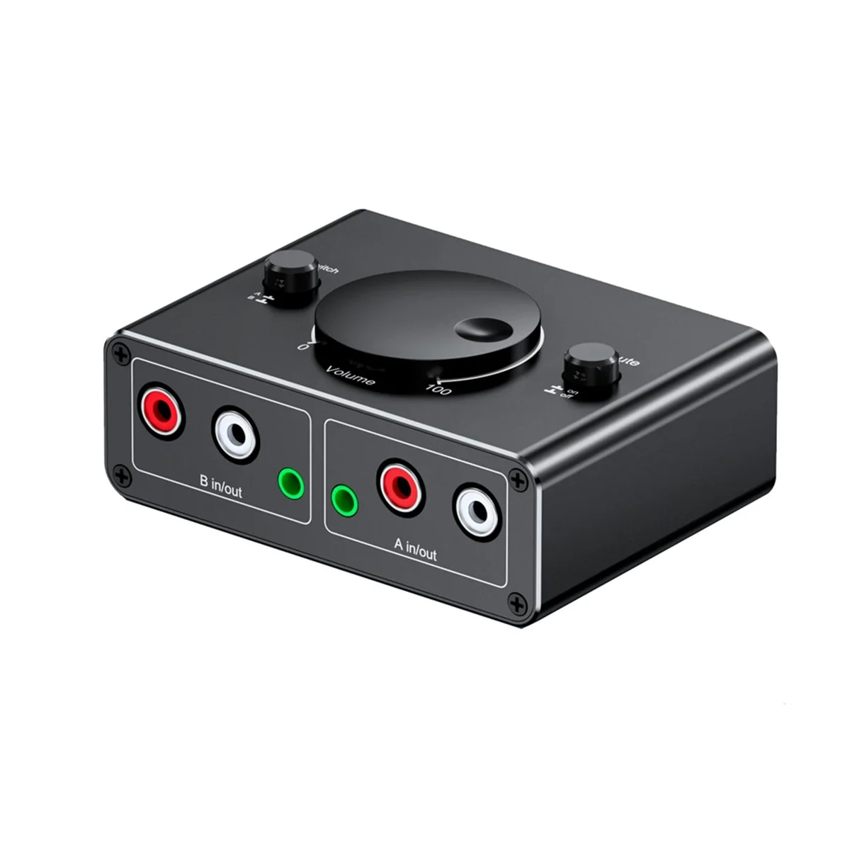 ABUO3.5mm RCA Stereo Bi-Directional Audio Switcher 1 in 2 Out or 2 in 1 Out 3.5mm 2RCA Audio Switcher with Mute Button