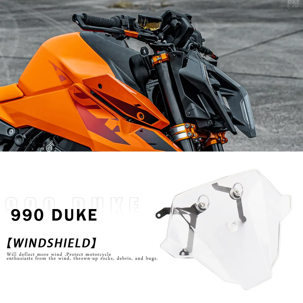 

New Motorcycle Accessories Sport Windshield WindScreen Visor Viser Kit For 990 Duke 990Duke 990 DUKE 990DUKE 2024-