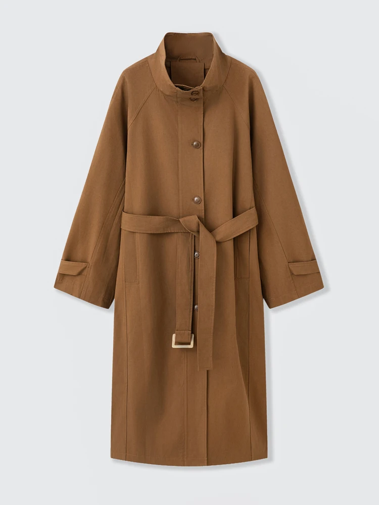 

Ele Long Lapel Coat Vintage Lazy Sle Call Me Blue High-End Feel Cotton And Regenerated Cellulose Fiber Blend Autumn Wear
