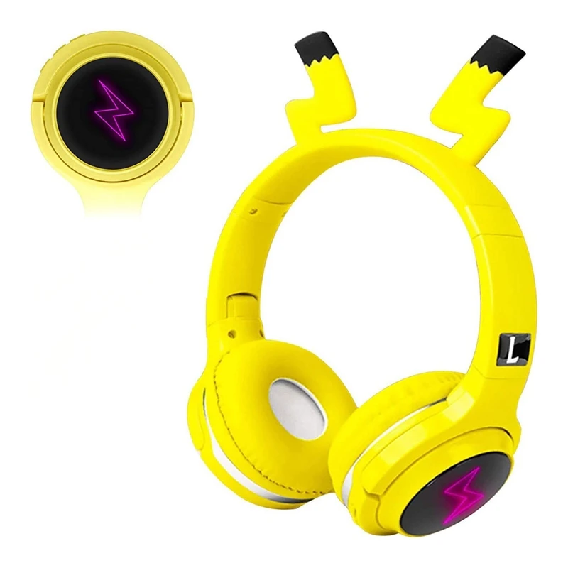 Headphone anak, headphone Bluetooth tanpa kabel dengan mikrofon, untuk PC, Laptop, tablet