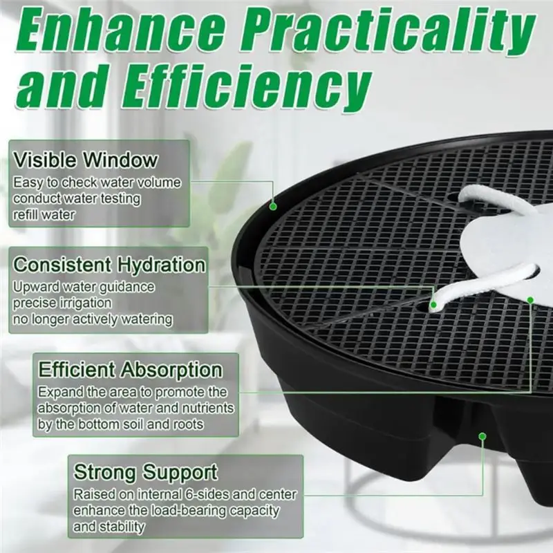 ABJN-4Pcs Self-Watering Plant Saucers For Indoors,Plant Saucer Stand Auto Watering System Fabric Pot Base With 1Pc Grow Bag