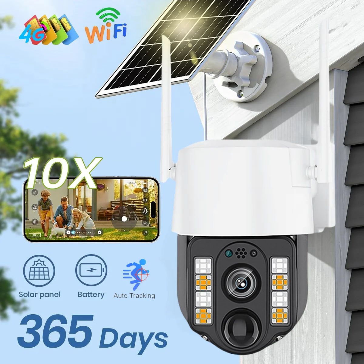 5MP Solar 4G Camera CCTV Outdoor Color Night Vision Wireless Low-Power Waterproof  PTZ Smart Security Surveillance WIFI Cameras