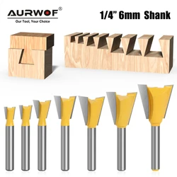 AURWOF 1pcs 6mm 1/4 Shank Dovetail Joint Router Bit Set 14 Degree Woodworking Engraving Bit Milling Cutter For Wood C06026