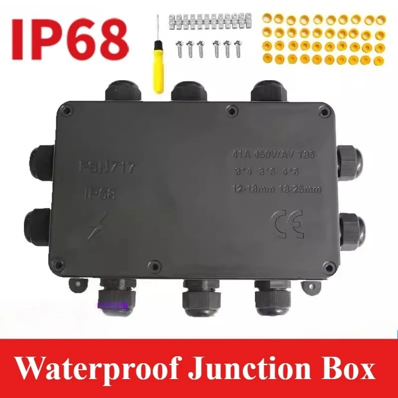 FSH717 IP68 Waterproof Junction Box 10 Holes Electrical Cable Connector Box for LED Lighting 4-25mm Cable