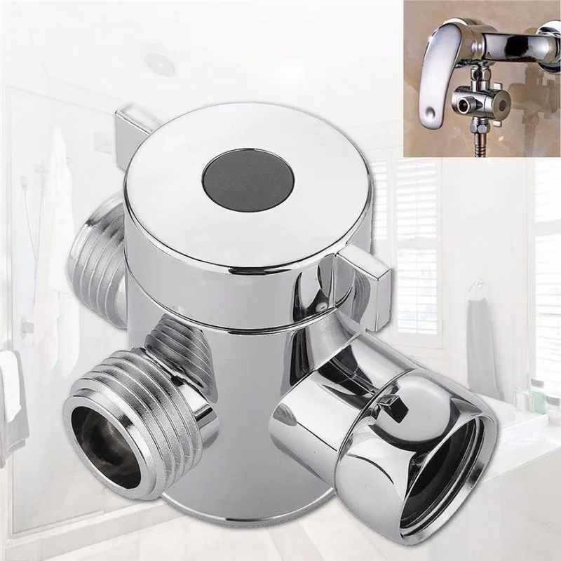 1/2 Inch Bathroom Three Way Connector T-adapter Adjustable Shower Arm Mounted Shunt Diverter Valve For Toilet Bidet Shower Head