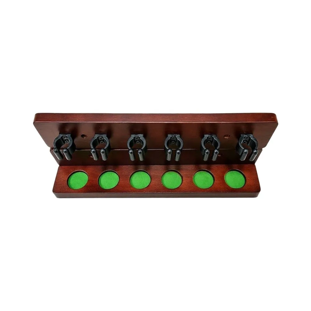 6-Hole Wall-Mounted Billiard Cue Holder Wood Pool Rod Rack For Game Room Bar Home Storage Organization Decor