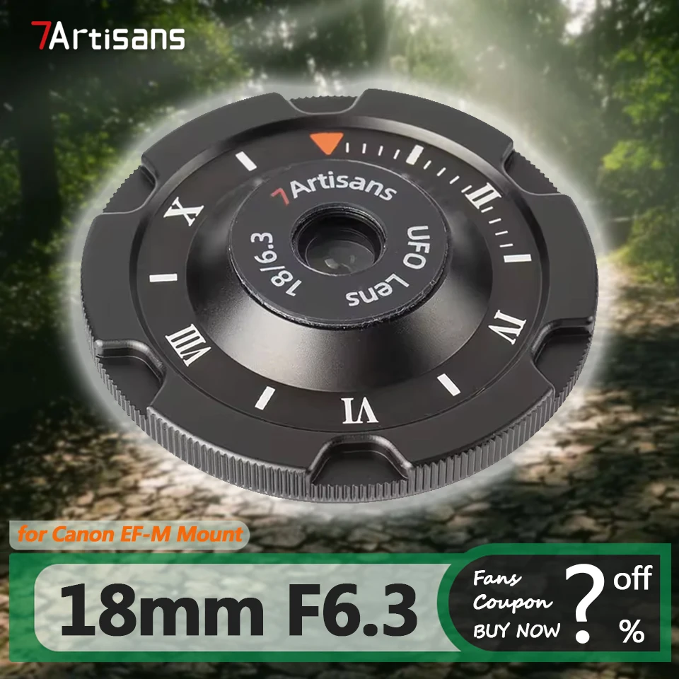 7artisans APS-C 18mm F6.3 Ultra-slim UFO Camera Lens for Humanities Photography with Canon EOS-M Mount EOS M3 M100 M5 M50 M200