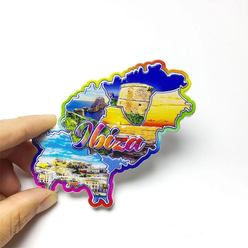 

Spain Ibiza Scenery Fridge Magnet - 3D Resin Magnet with Ibiza Old Town & Coastal Landmarks, Imanes Para Refrigerador Home Decor
