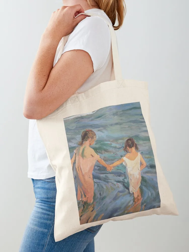 Joaquin Sorolla - Children in the sea Tote Bag tote bag Cloth bags custom fabric bag shopping logo