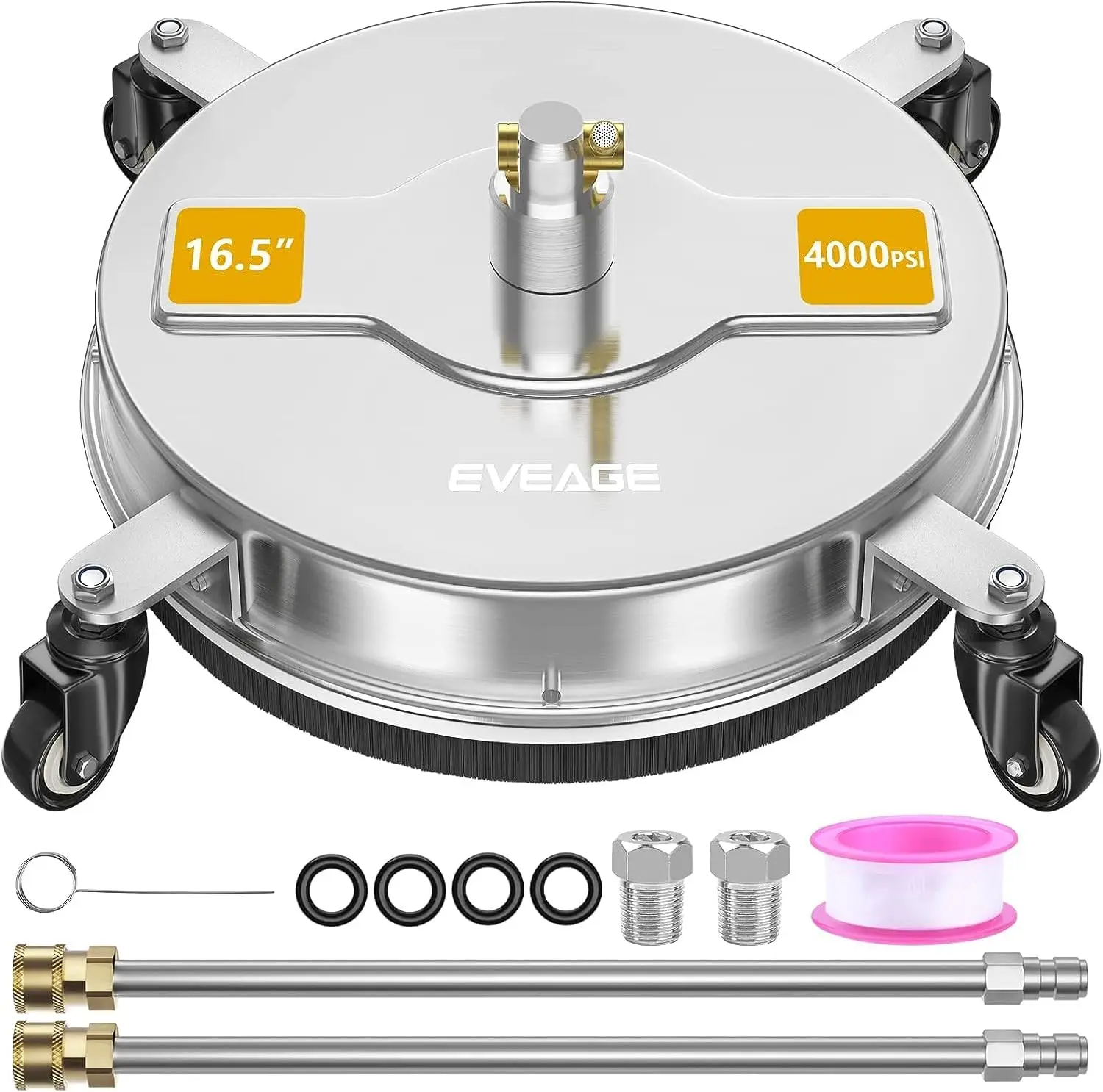 

16.5" Pressure Washer Surface Cleaner, Power Washer Surface Cleaner w/Extension Wand & 4 Wheels,Replacement Nozzle - Powe