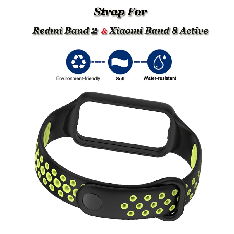 Replacement Silicone Strap For Xiaomi Smart Band 8 Active Watchbands Breathable Strap For Redmi Smart Band 2 Strap Bracelet