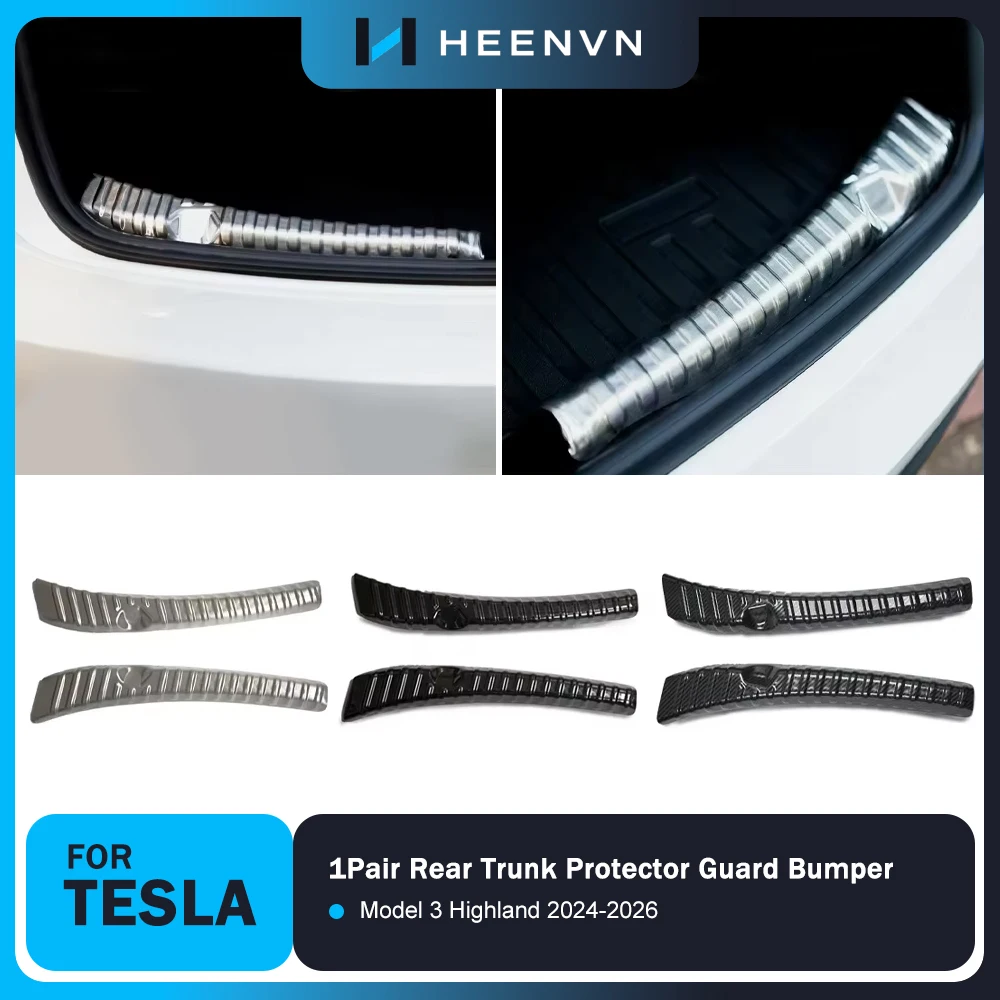 Heenvn pour Tesla Model 3 Highland 2024-2026 Kofferraumschutz aus Edelstahl, kratzfeste Abdeckung pour die hintere Ladekante.