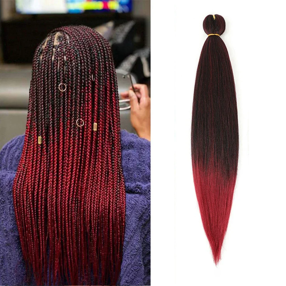 Synthetic Fiber Braiding Hair Ombre Braiding Hair For Women Easy Braid Wholesale 1B# 99j 27# 30# 1B/27 Pre-stretched Braids
